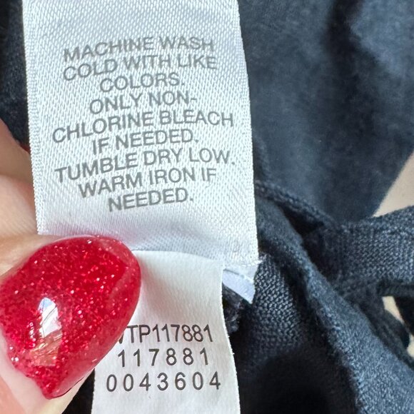 J. Jill Love Linen Button Down Shirt Side Ties Navy Blue XL - Picture 3 of 11